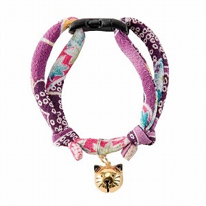 Chirimen Hanabi Fireworks Cat Collar <br>(Purple)