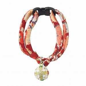 Chirimen Temari Dynasty Cat Collar <br>(Red)