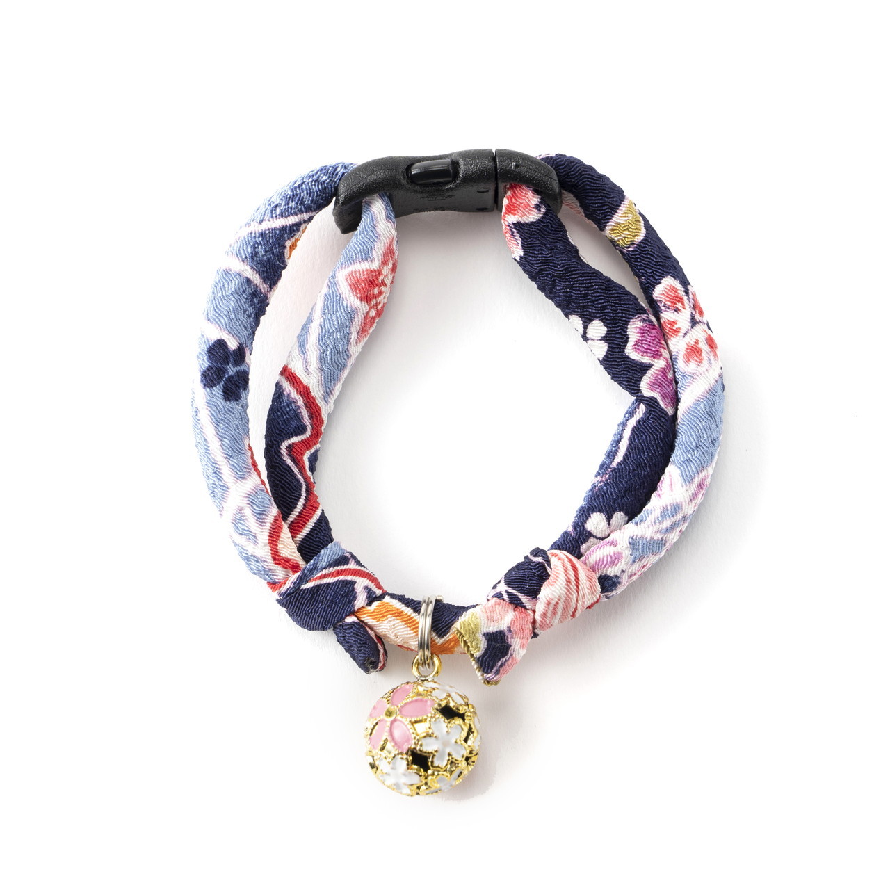 Chirimen Sakura Cat Collar (Blue)