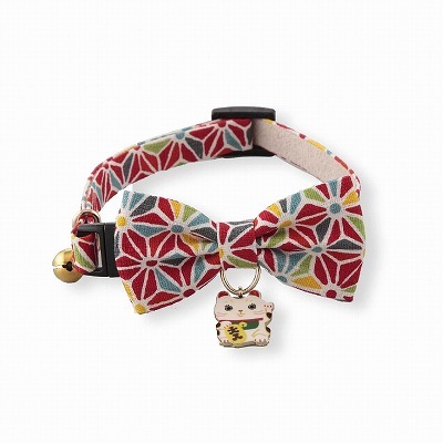 Lucky Cat Charm Bow Tie Cat Collar (Red)