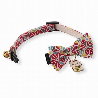 Lucky Cat Charm Bow Tie Cat Collar (Red)