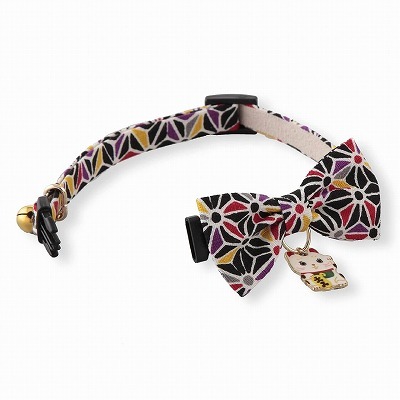 Lucky Cat Charm Bow Tie Cat Collar (Black)