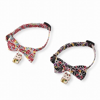 Lucky Cat Charm Bow Tie Cat Collar (Black)