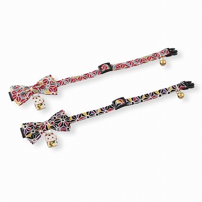 Lucky Cat Charm Bow Tie Cat Collar (Black)