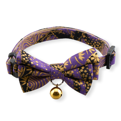 Gilded Gold Bow Tie Cat Collar (Purple)