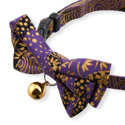Gilded Gold Bow Tie Cat Collar Purple 1