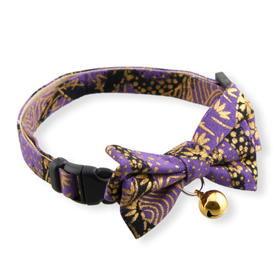 Gilded Gold Bow Tie Cat Collar Purple 2