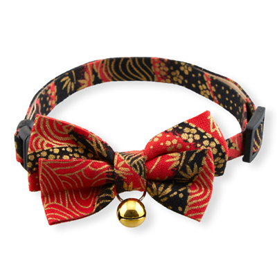 Gilded Gold Bow Tie Cat Collar <br>(Red)