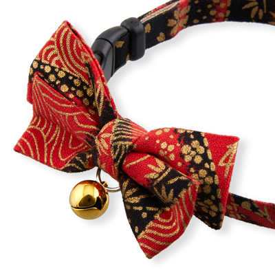 Gilded Gold Bow Tie Cat Collar Red　1