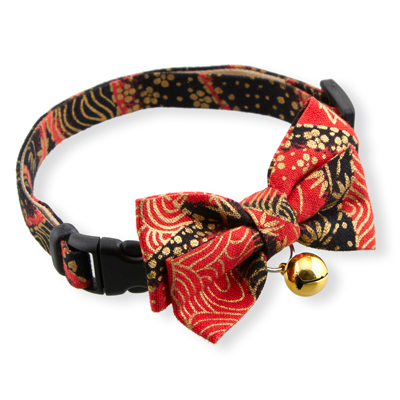 Gilded Gold Bow Tie Cat Collar Red　2