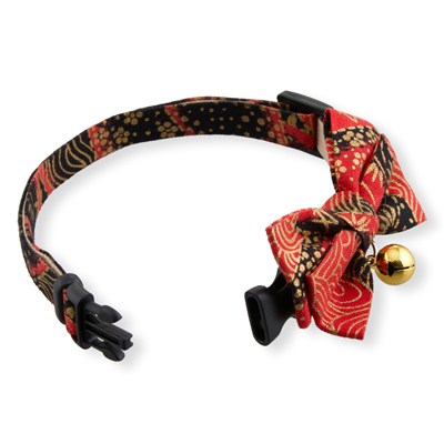 Gilded Gold Bow Tie Cat Collar Red　3