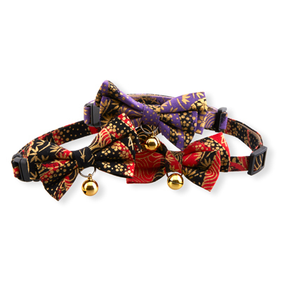 Gilded Gold Bow Tie Cat Collar Red　5