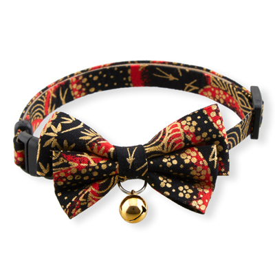 Gilded Gold Bow Tie Cat Collar Black　Main