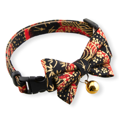 Gilded Gold Bow Tie Cat Collar Black　2