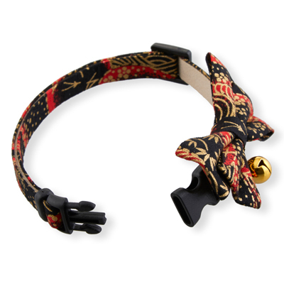 Gilded Gold Bow Tie Cat Collar Black　3