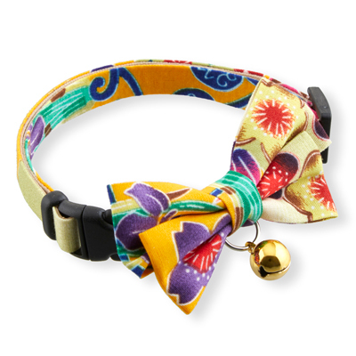 Yukata Bow Tie Cat Collar Yellow　2