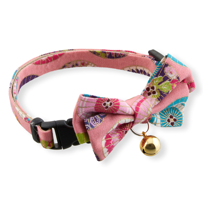 Temari Bow Tie Cat Collar Pink　2