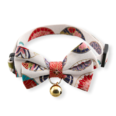 Temari Bow Tie Cat Collar White Main