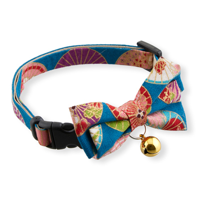 Temari Bow Tie Cat Collar Blue 2