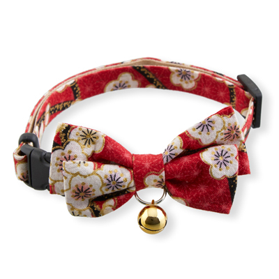 Necoichi Chirimen Kimono Bow Tie Cat Collar (Black)