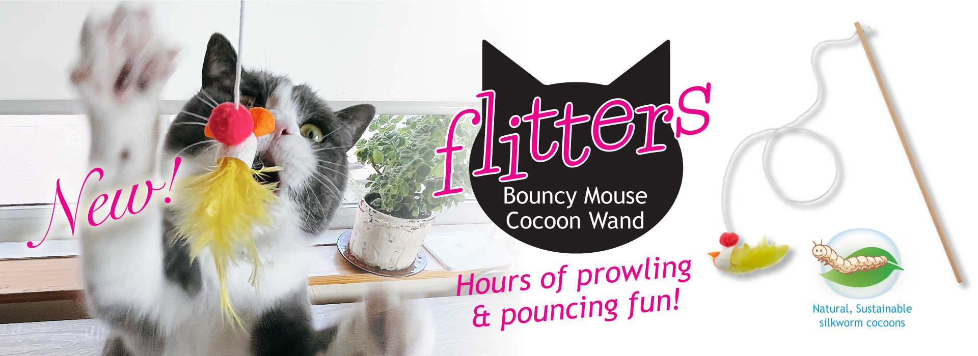 Flitters Bouncy Mouse Cocoon Wand (Feather)