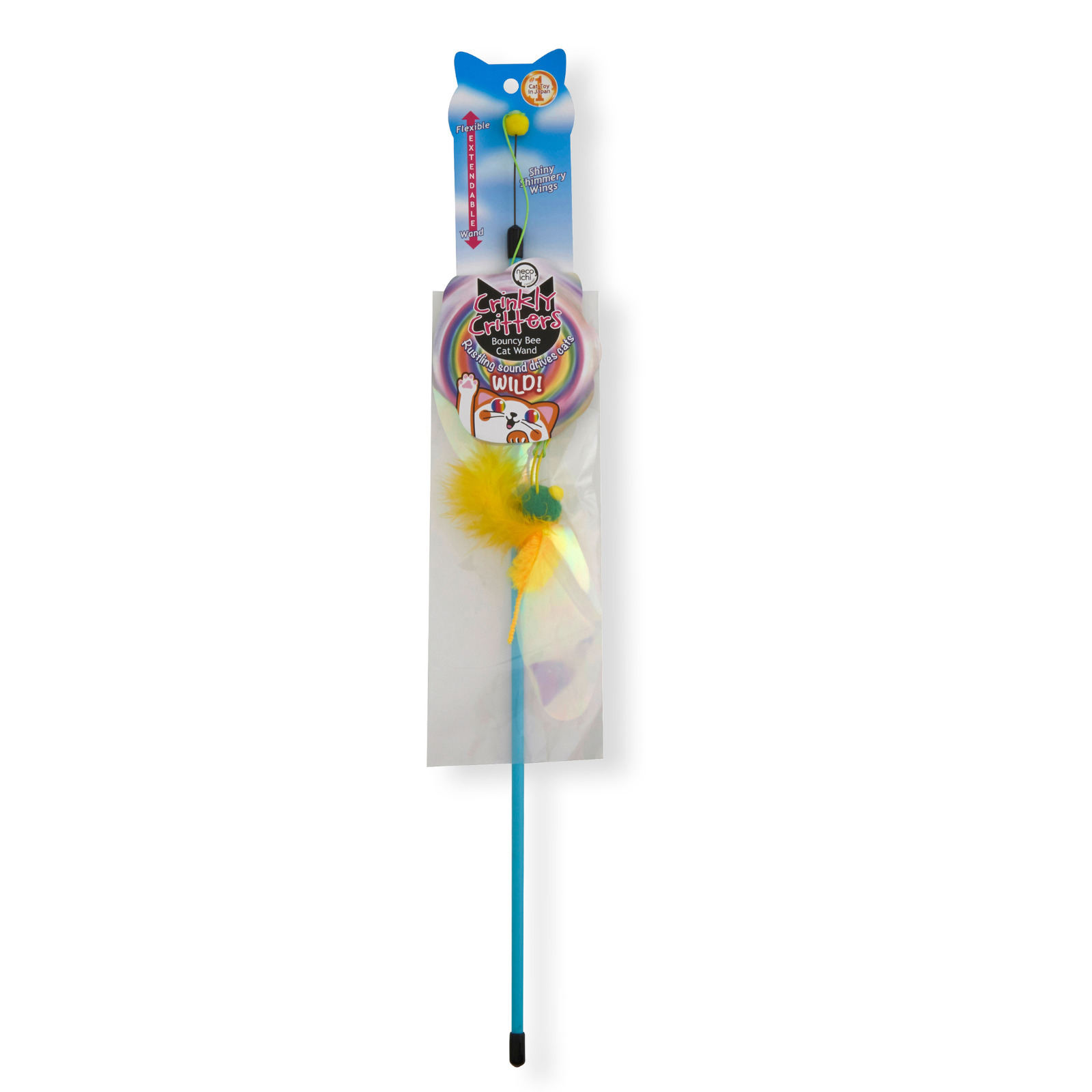 Crinkly Critters Bouncy Bee Adjustable Cat Wand